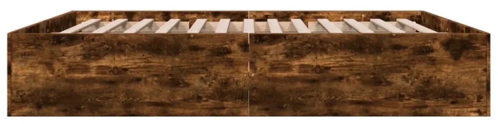 füstös tölgy színű szerelt fa ágykeret 200 x 200 cm