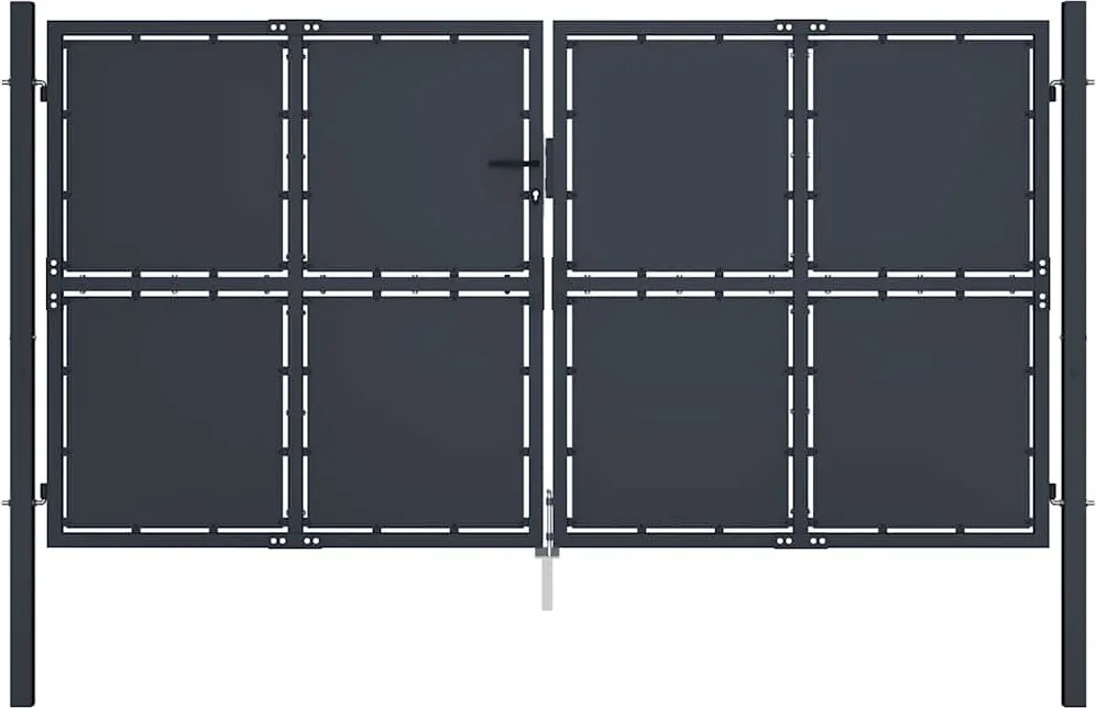 vidaXL antracit színű acél kerti kapu 300 x 175 cm