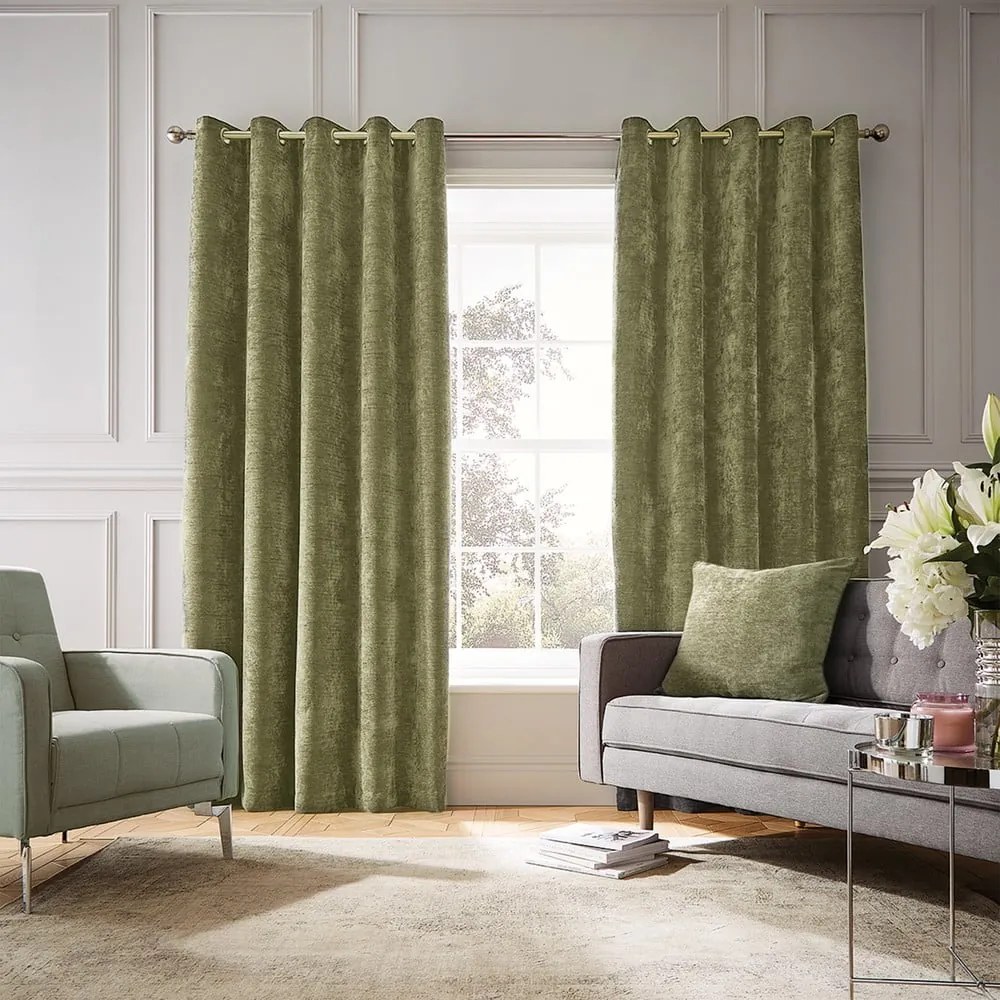 Khaki zsenília termo függöny szett 2 db-os 117x183 cm Selene Luxury Chenille – Hyperion
