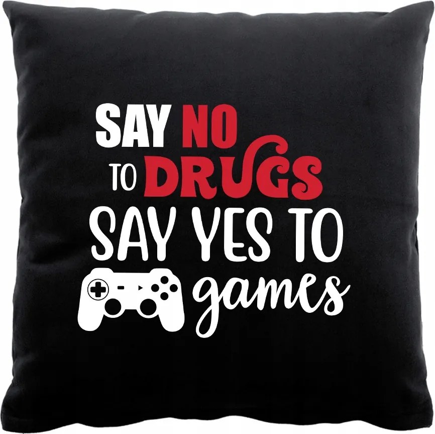 Fekete Párna 40x40 Nyomtatott Ajándék Játékosoknak