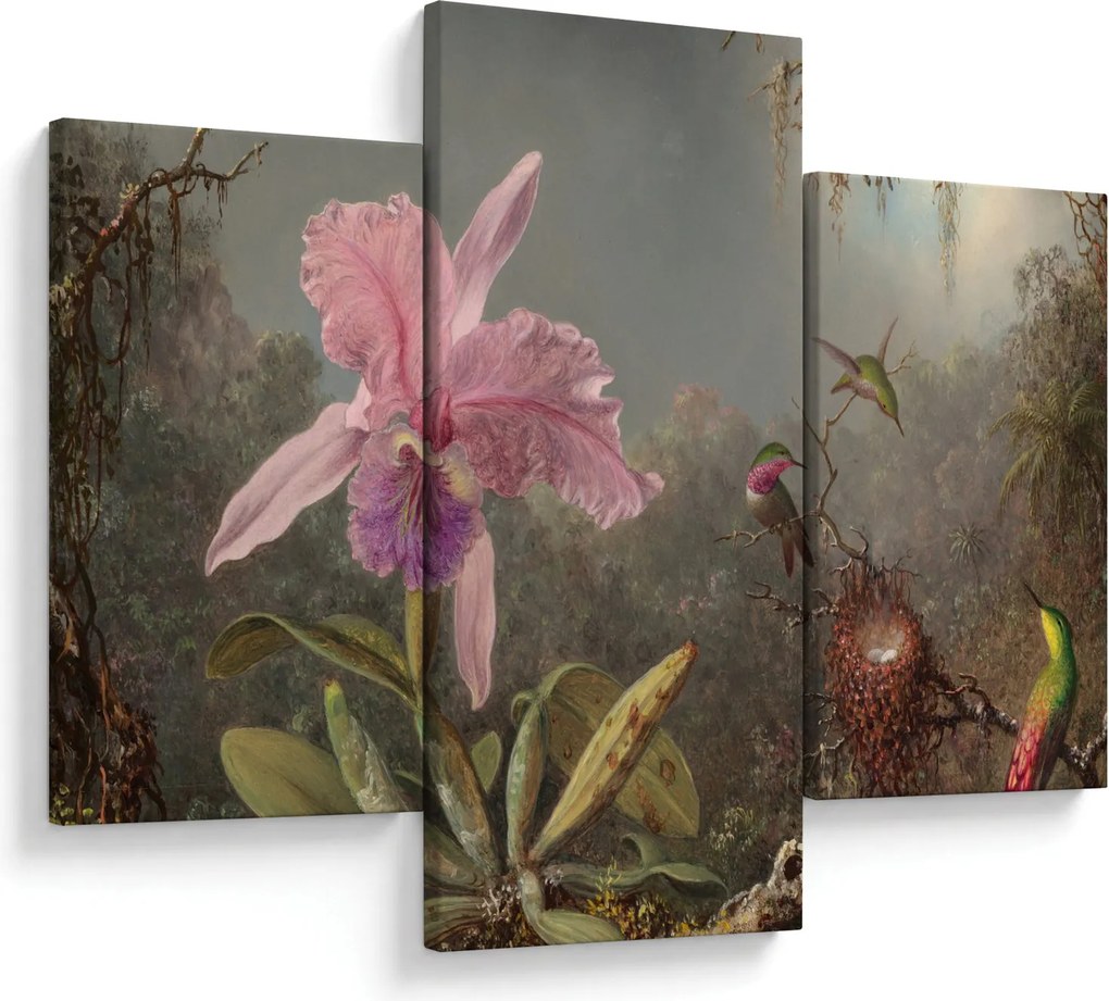 Kép - Martin Johnson Heade, Cattleya Orchid and Three Hummingbirds, reprodukciók (90x60 cm)
