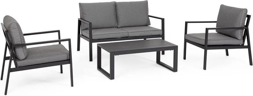 Antracitszürke alumínium négyszemélyes kerti lounge szett Hilde – Bizzotto