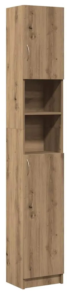 kézműves tölgyfa fürdőszobaszekrény 32 x 25,5 x 190 cm redőzött fa