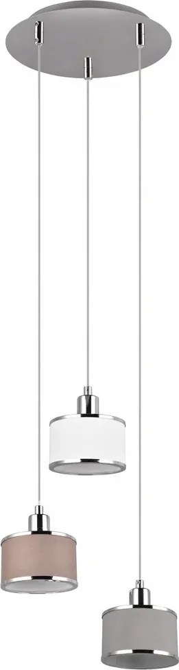 Modern dekoratív kerek függőlámpa lámpaernyővel ezüst 3 pont Trio