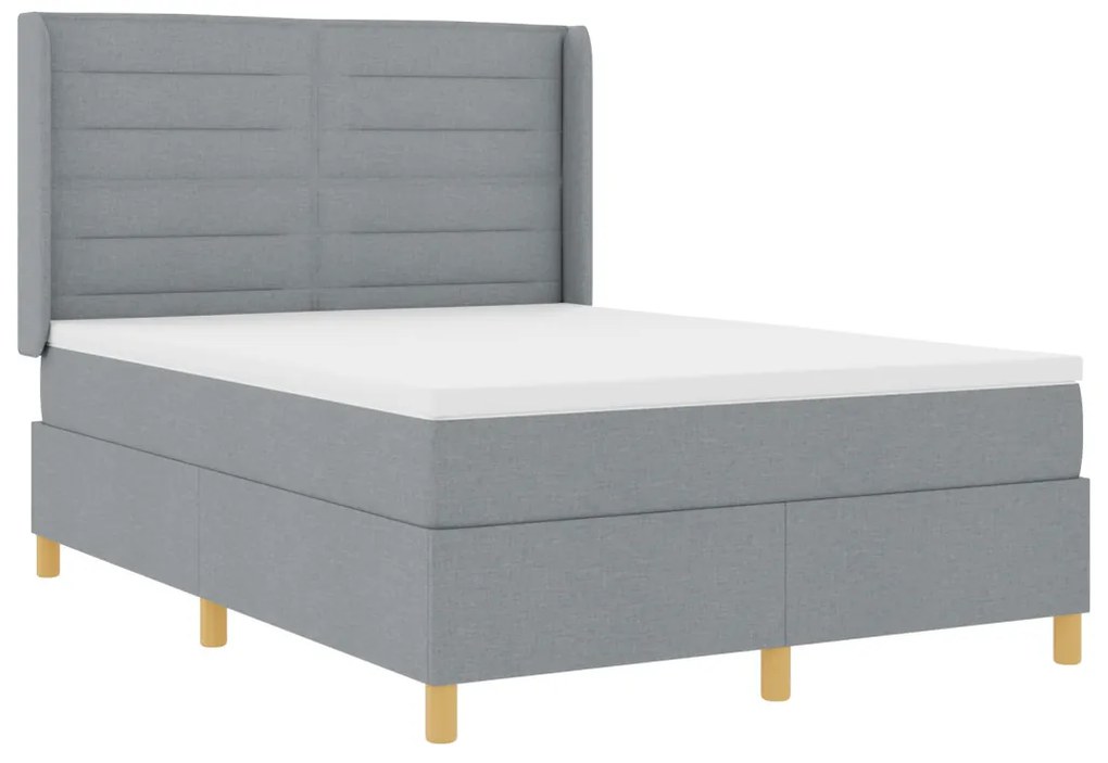 Boxspring Ágy Mattal és LED Fény Szürke 140x200 cm Szövet