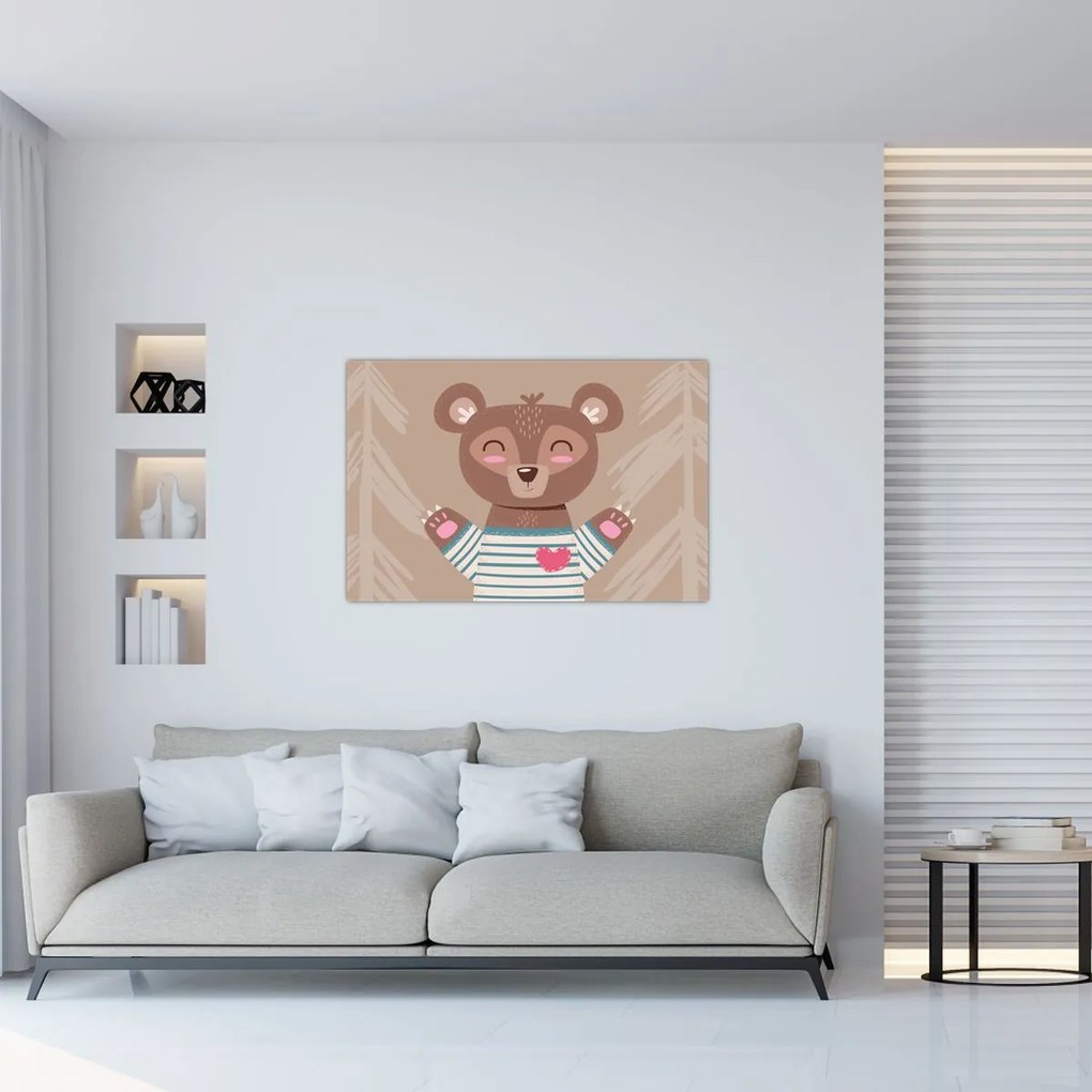 Kép - Mackó csíkos pólóban (90x60 cm)