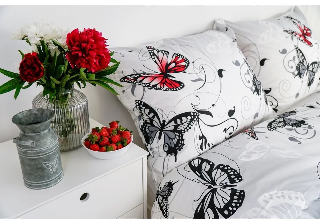 Stanex Pamut ágynemő Pillangó fehér, 140 x 200 cm, 70 x 90 cm