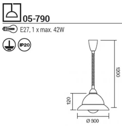 Redo 05-790 - Csillár zsinóron ETRUSCA 1xE27/42W/230V