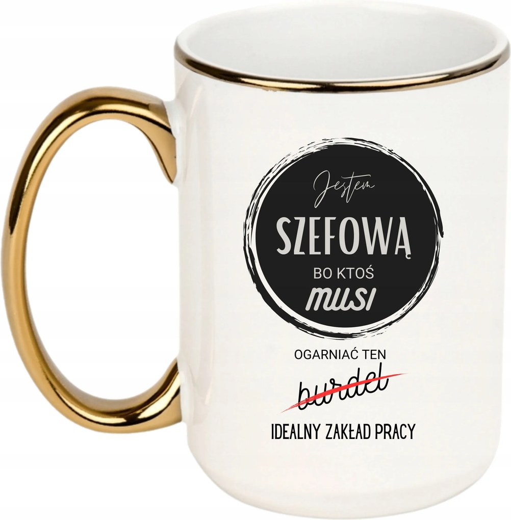 Bögre Fehér Arany Fül Nagy 440ml Vicces Ajándék Főnöknek