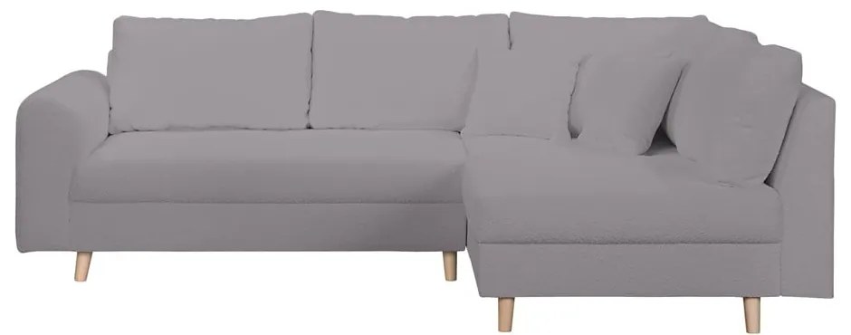 Sötétszürke buklé sarokkanapé (jobb oldali) Ariella – Ropez