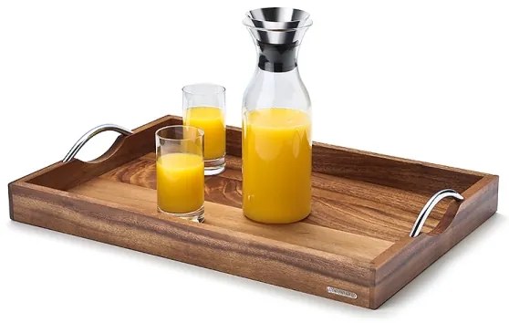 Continenta C4867 - Fémfüles tálca 53x36 cm akácból