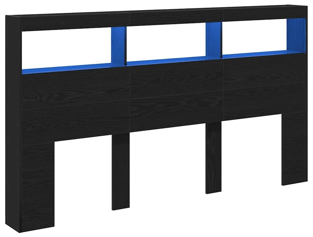 fekete tölgy színű áthidalószekrény LED-ekkel 180 x 17 x 102 cm