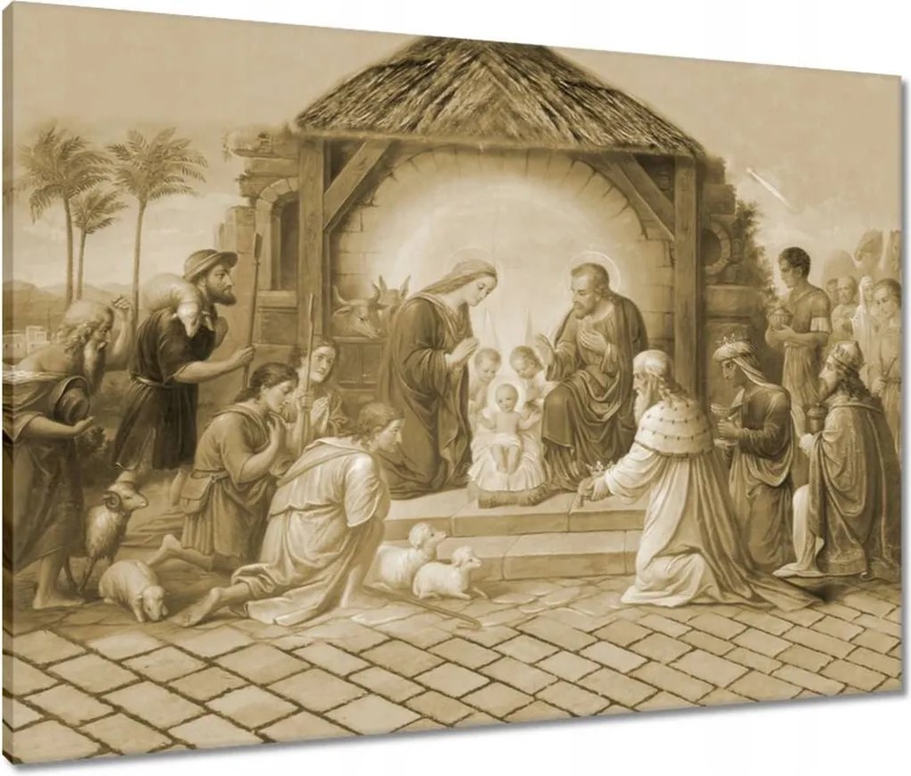 Vászonkép 80x60 Szépia színű jászol