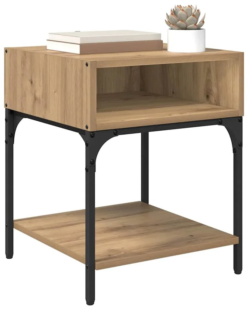 Éjjeli asztal 2 pcs kézműves tölgy 40 x 40 x 50 cm Faanyag