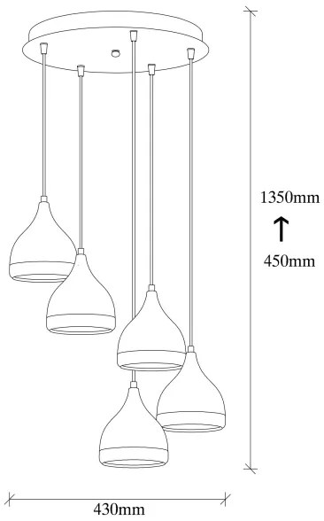 Csillár zsinóron YILDO 5xE27/40W/230V