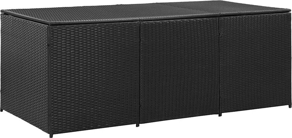 Fekete Polyrattan Kerti Tárolóláda 180 X 90 X 70 Cm