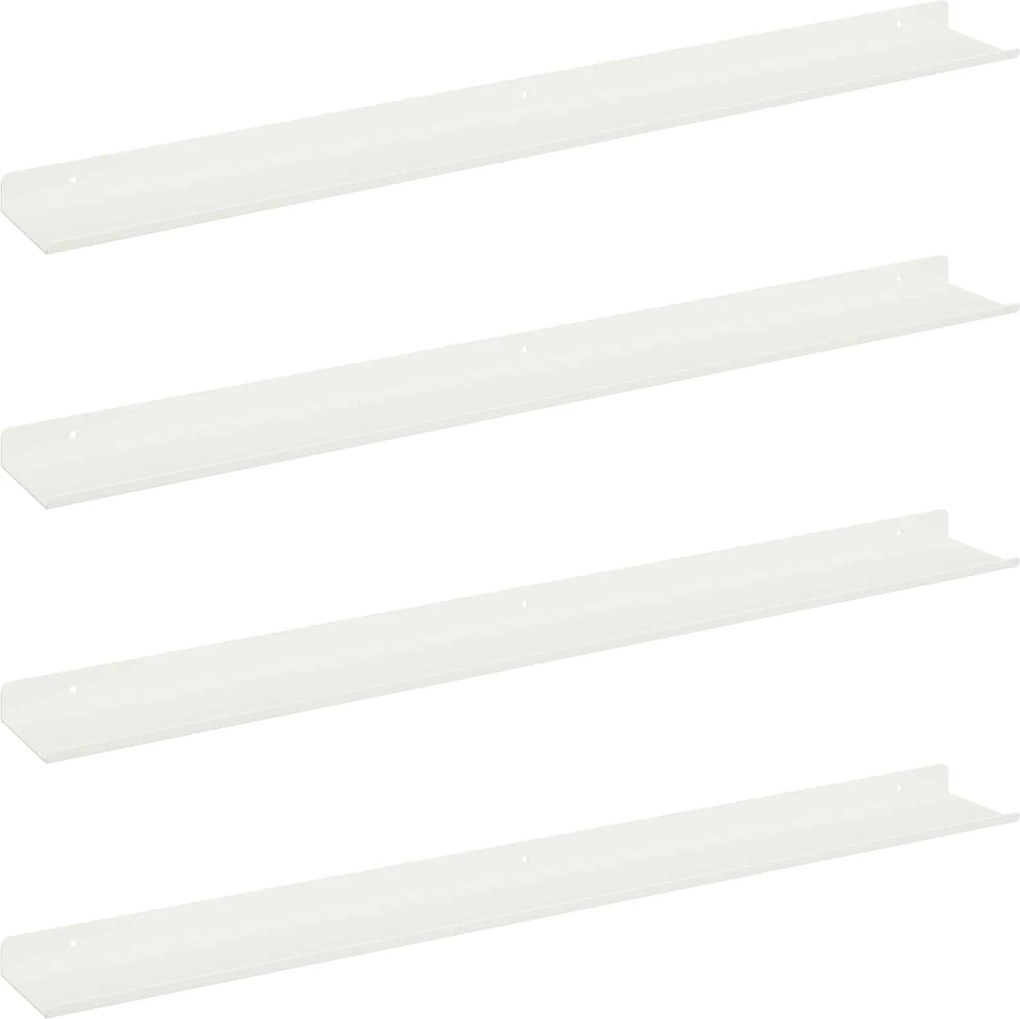 vidaXL Lebegő polc Falra szerelhető 4 pcs Fehér 80 x 9 x 2,5 cm Acél