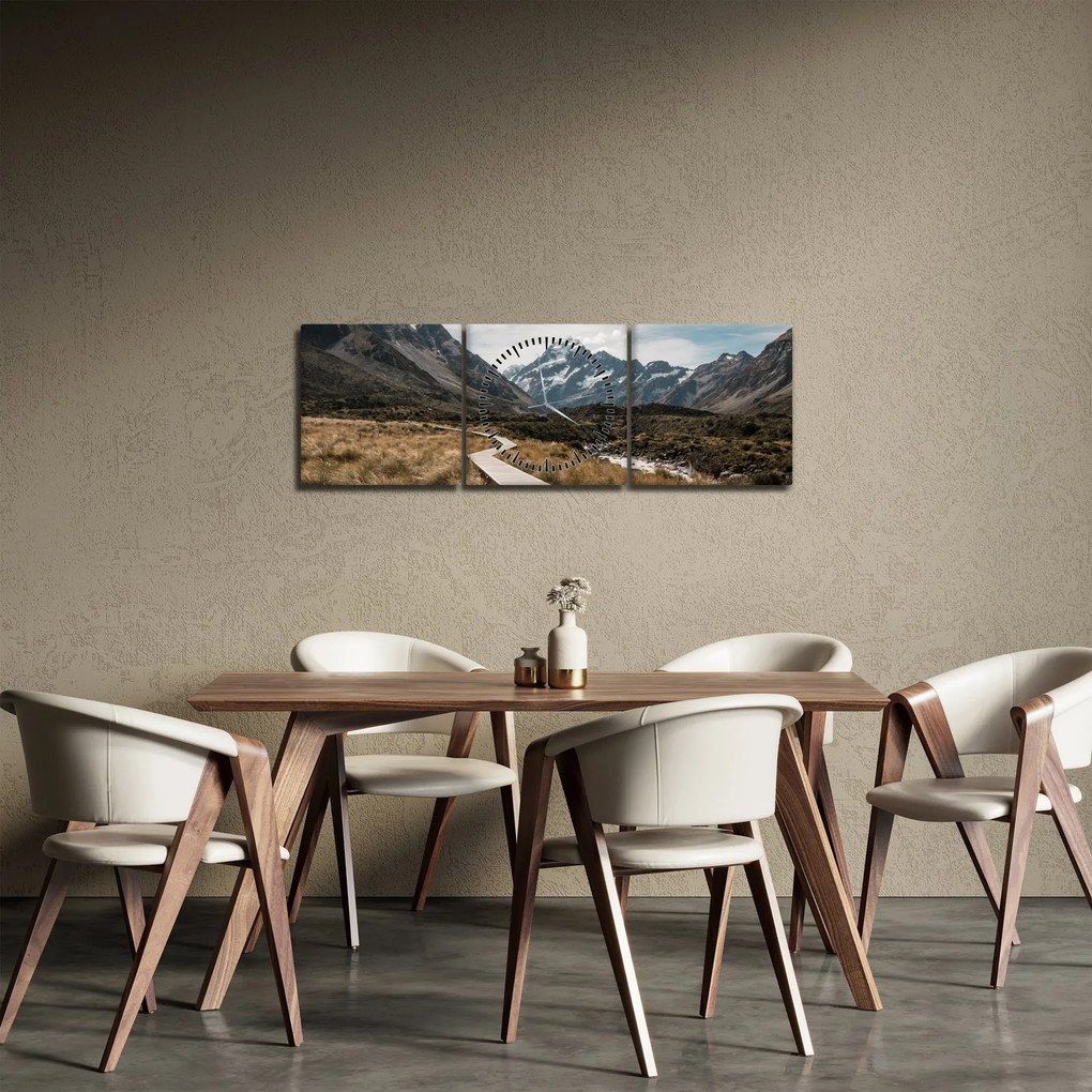 Kép - Sétány a hegységben Mt. Cook (órával) (90x30 cm)
