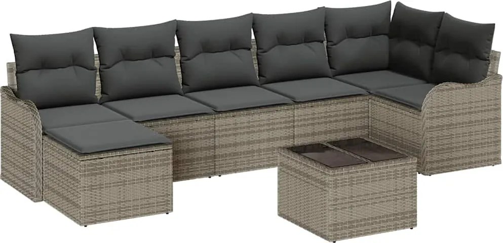 vidaXL Kerti Kanapé Szett párnával 8 pcs Szürke Poli rattan