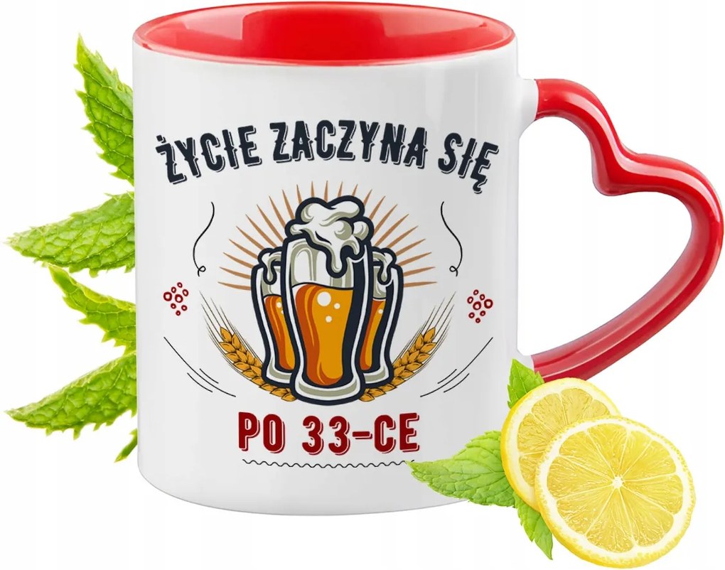 Születésnap 33 33. 33. Piros Bögre Szív Alakú Füllel Ajándék