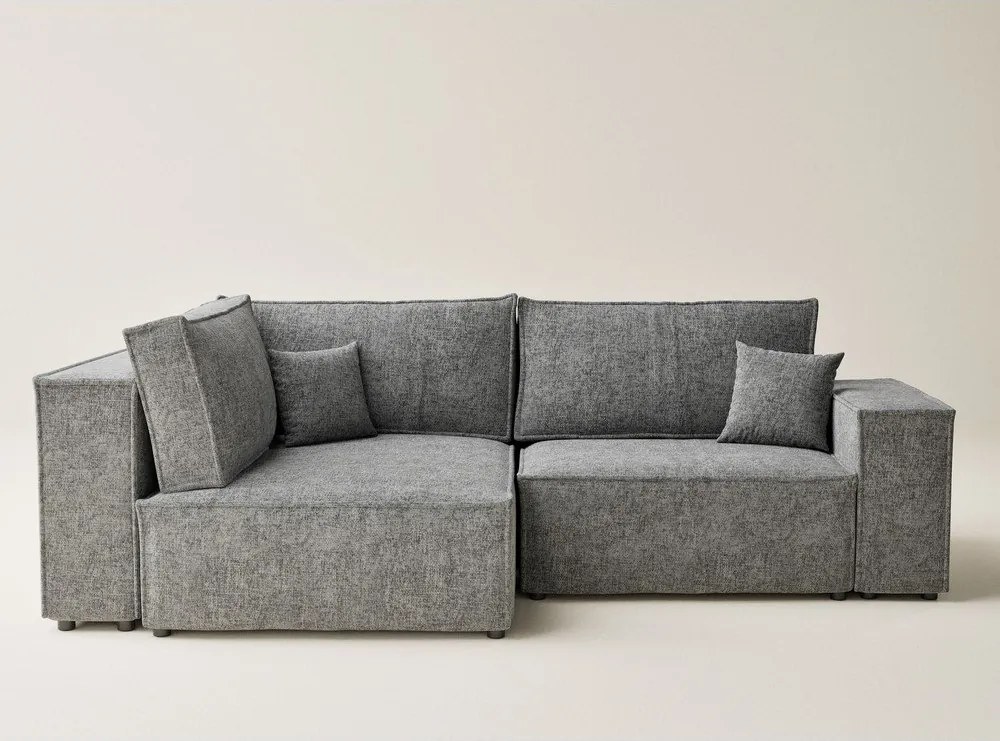 Szürke zsenília kinyitható-tárolóhelyes sarokkanapé (bal oldali-L alakú) Tonga – Maison de Rêve