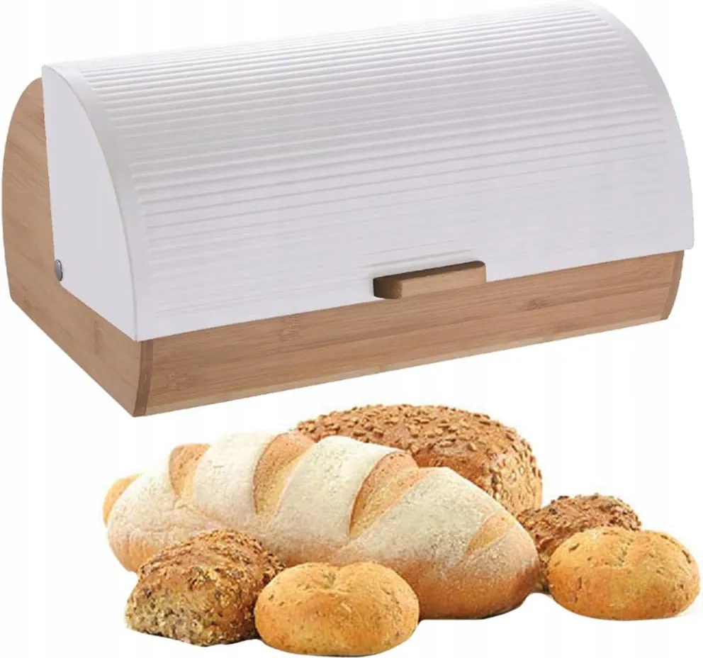 Fa kenyértartó fém fedéllel kenyértartó fehér Krisberg