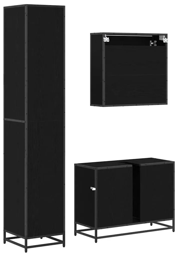 Fürdőszoba bútor szett 3 pcs Musta tammi 35 x 37.5 x 188.5 cm