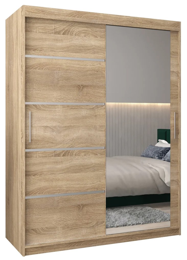 Ruhásszekrény 150 cm tükörrel Verika 2 150 (szonoma tölgy). 1064208