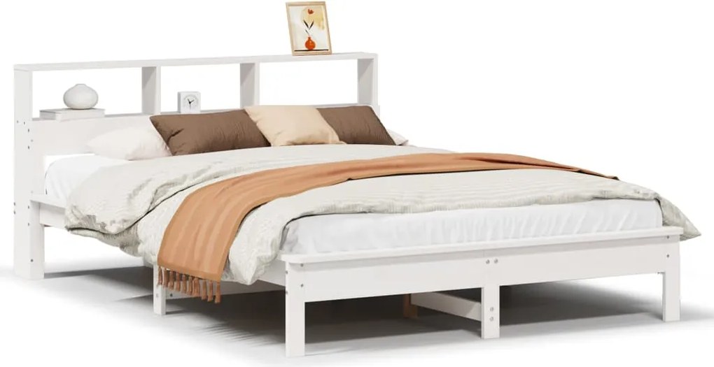 vidaXL fehér tömör fenyőfa ágy matrac nélkül 140x190 cm