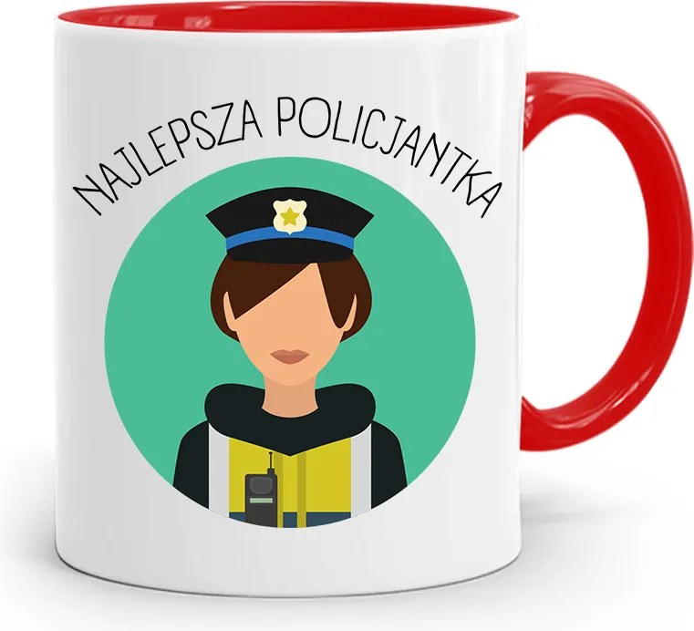 Piros Bögre Ajándék A Legjobb Rendőrnőnek fényképes nyomtatással