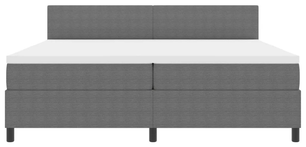 Boxspring ágy matraccal, világosszürke, 200x200 cm, kordbársony szövet
