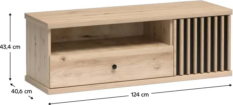KOLI C-07 TV-asztal, tölgyfa artisan
