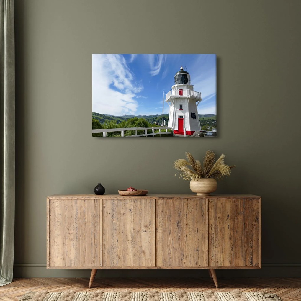 Az Akaroa világítótorony képe, Új-Zéland (90x60 cm)