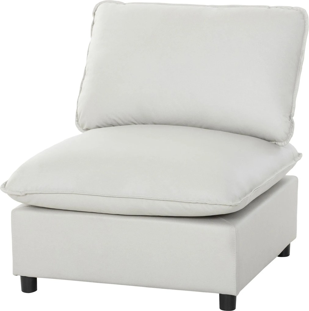 HOMCOM széles, mély ülőfelületű párnázott fotel — kényelmes műbőr, szürke | Aosom