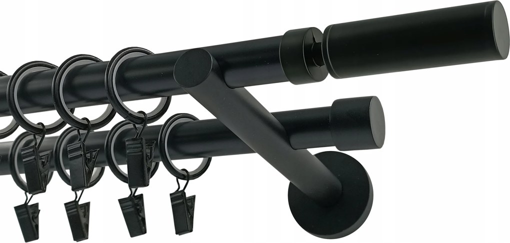 Dupla függönykarnis Fém 19+19mm Fekete Matt 300cm Waldo