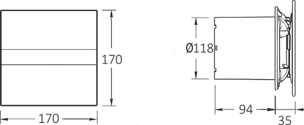 Cata, E-120 GTH axiál fürdőszoba ventilátor automatával, 6W / 11W, cső 120mm, fehér, 00901200