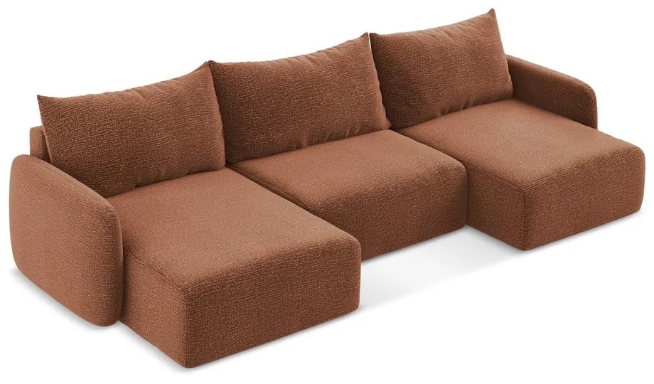 Téglavörös kinyitható-tárolóhelyes sarokkanapé Kalena – Makamii