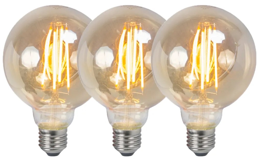 3 darabos szett E27 szabályozható LED izzó G95 füst 5W 380lm 2200K