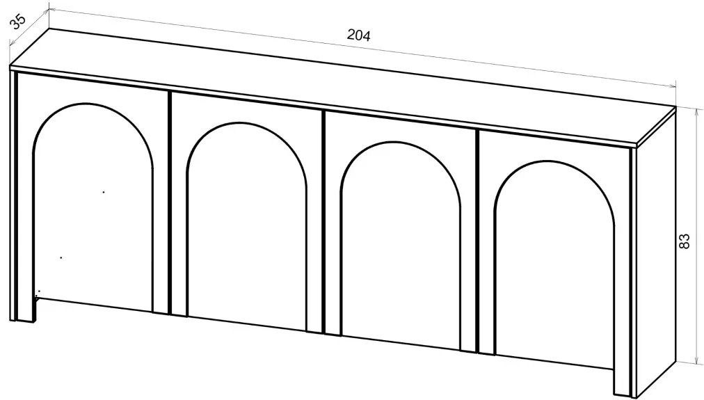 Komód 4 ajtóval, fehér színben ARCO AR03