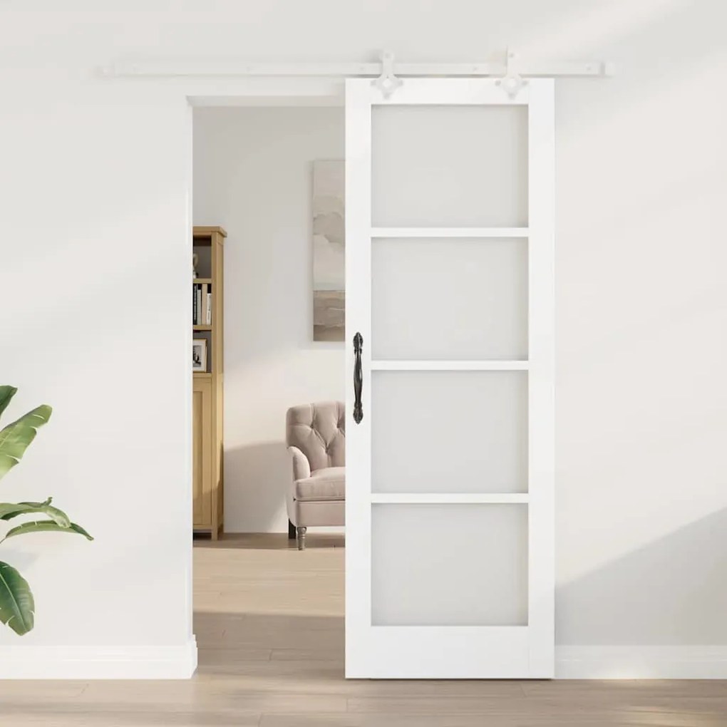 Csúszóajtó Fehér 73.5 x 211 cm Fa és fém