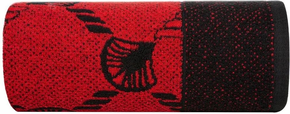 Törölköző 50x90 Eurofirany pamut fekete piros mintás