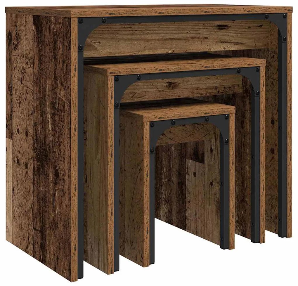 Fészkelt Kávézó Asztal 3 pcs Régi fa 60 x 35 x 56 cm Faanyag