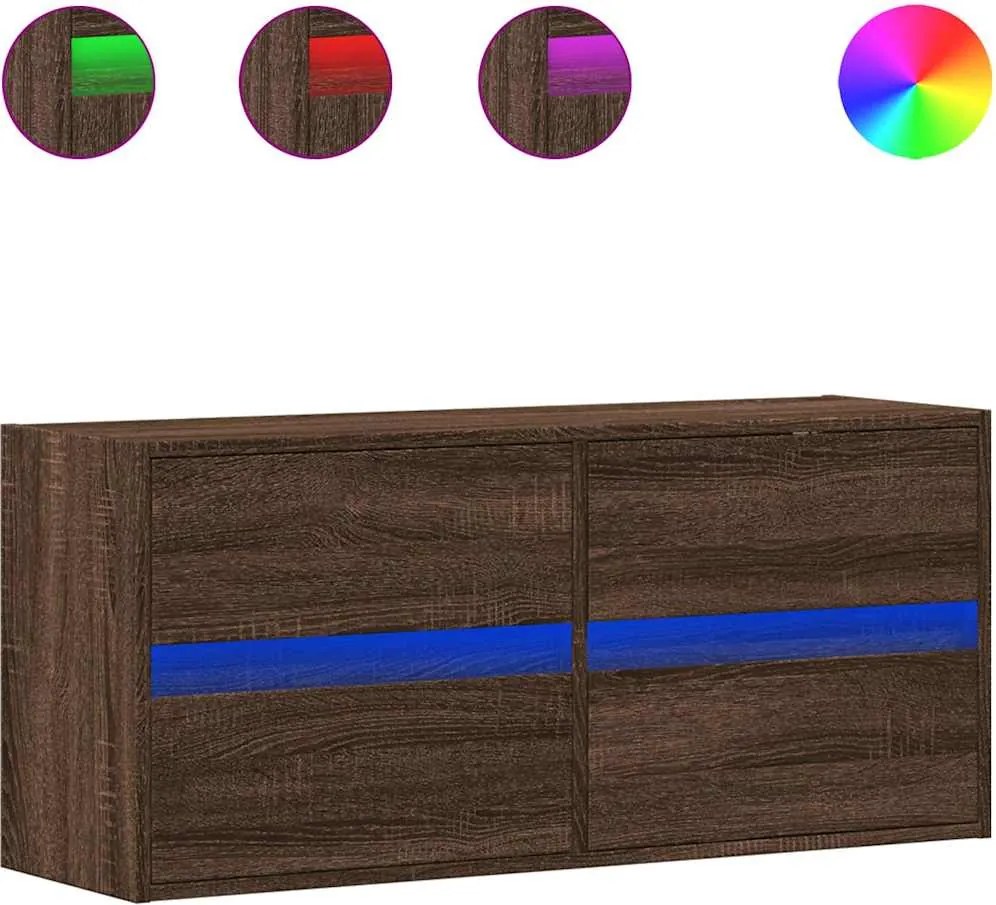 vidaXL barna tölgyszínű fali TV-szekrény LED-del 100x31x45 cm