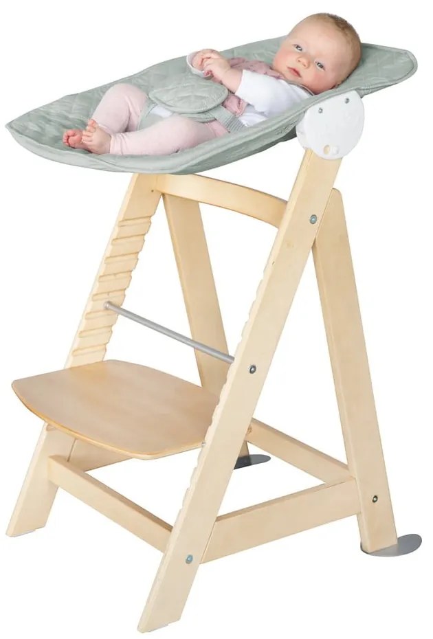 Világoszöld-natúr színű etetőszék Style Born Up 2in1 – Roba