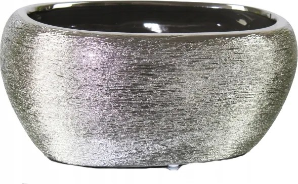 Kerámia Fedél Ovális Hosszúkás Ezüst Dekoratív Polnix 27x17 H13