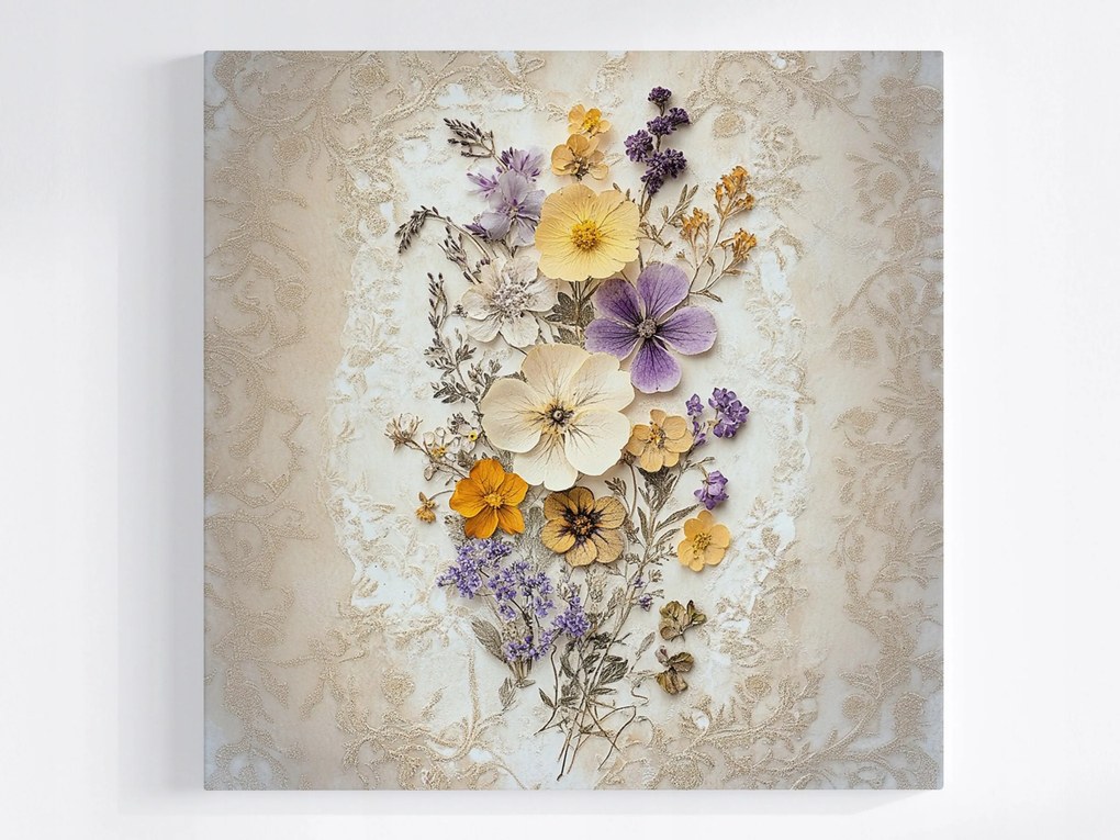 Vászonkép Canvas Dekoráció Szárított Virágok Gyógynövények Herbária 80x80