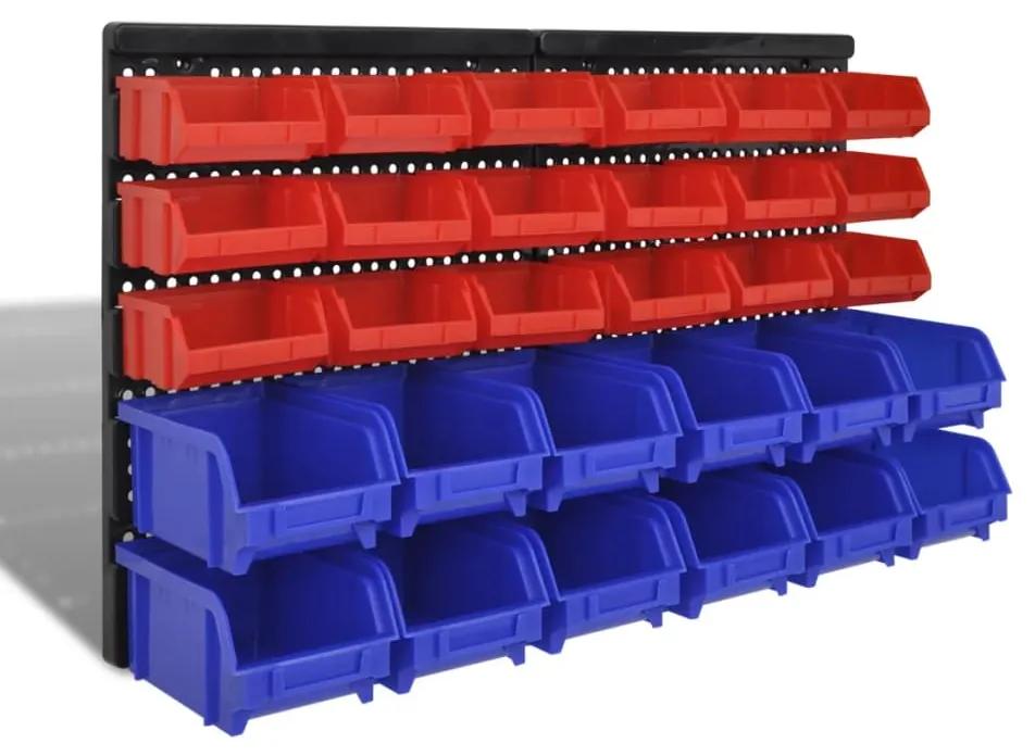 vidaXL Garázs műanyag tároló  készlet 30 db kék és piros