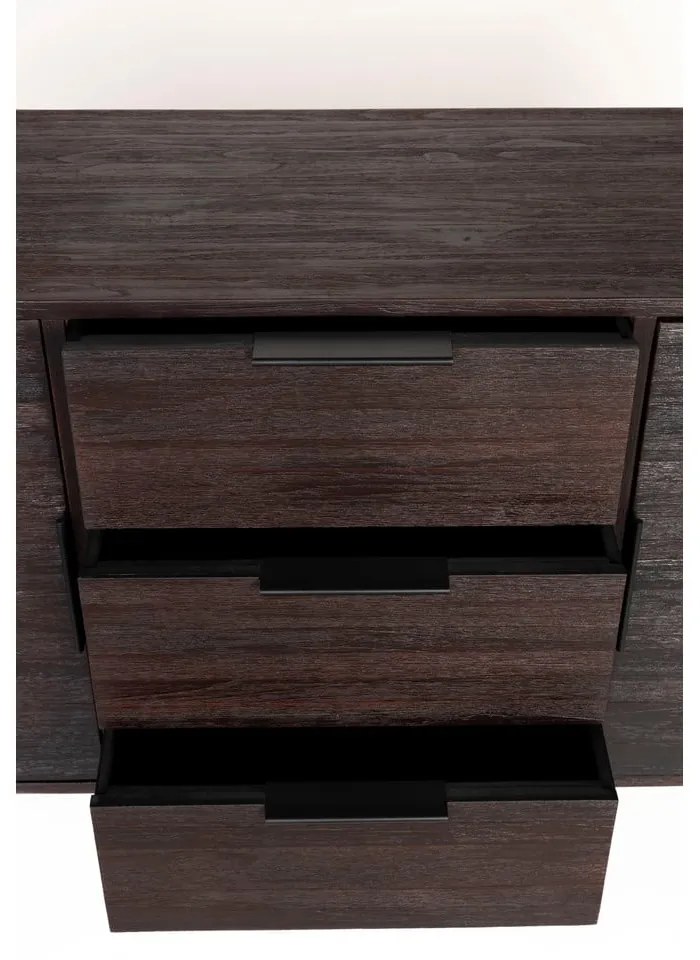 Barna teakfa alacsony komód 135x82 cm Webster – White Label