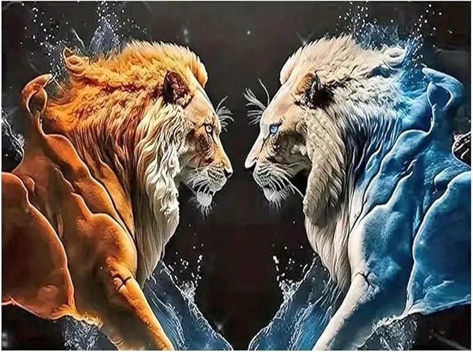 Gyémántfestmény Oroszlán gyémántfestés 50x40 cm gyémánt dekoráció