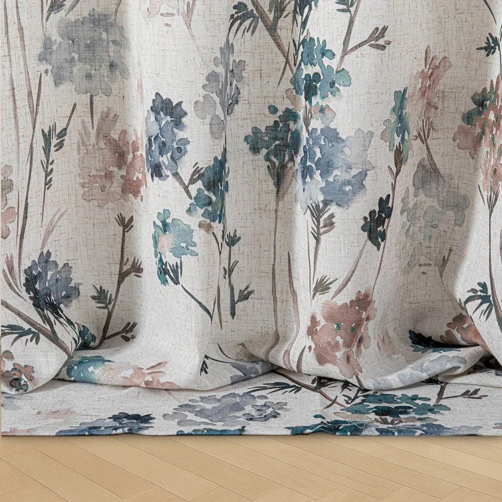 Világoskék-krémszínű függöny 135x250 cm Flosi – Restilo